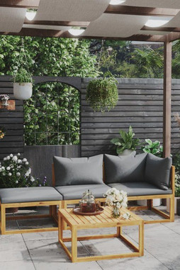 vidaXL 3057628 - 4 Piece Garden Lounge Set with Cushion Solid Acacia Wood