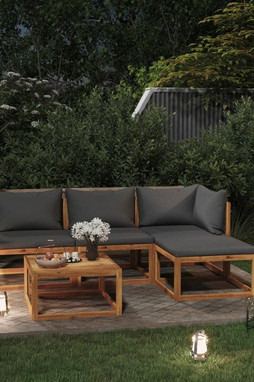 vidaXL 3057602 - 5 Piece Garden Lounge Set with Cushion Solid Acacia Wood