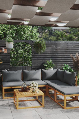 vidaXL 3057623 - 6 Piece Garden Lounge Set with Cushion Solid Acacia Wood
