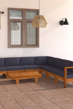 vidaXL 3057959 - 8 Piece Garden Lounge Set with Dark Cushions Acacia Wood