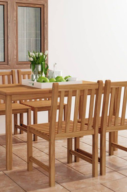 vidaXL 3059929 - 5 Piece Garden Dining Set Solid Teak Wood
