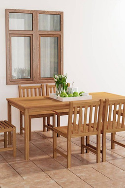vidaXL 3059941 - 7 Piece Garden Dining Set Solid Teak Wood