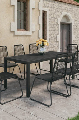 vidaXL 3060123 - Ensemble à manger de jardin 9 pcs PVC résine tressée noir