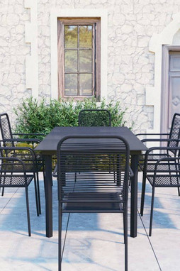 vidaXL 3060212 - Ensemble à manger de jardin 9 pcs noir verre et acier