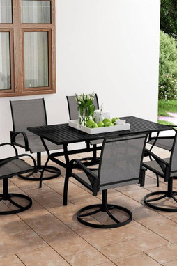 vidaXL 3060284 - Ensemble à manger de jardin 7 pcs textilène et acier