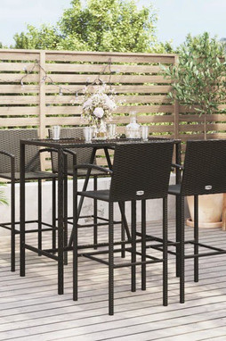 vidaXL 3187654 - Ensemble de bar de jardin 5 pcs noir résine tressée