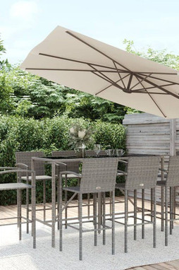 vidaXL 3187661 - Ensemble de bar de jardin 9 pcs gris résine tressée
