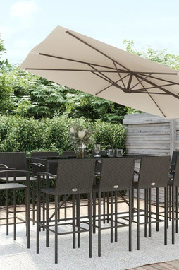 vidaXL 3187663 - Ensemble de bar de jardin 11 pcs noir résine tressée