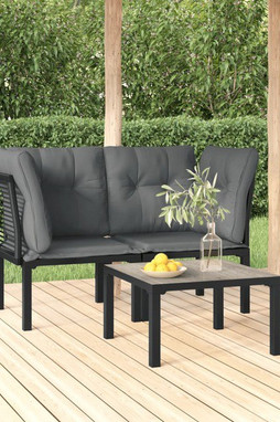 vidaXL 3187730 - Salon de jardin 3 pcs noir et gris résine tressée