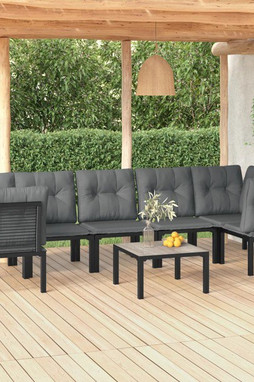 vidaXL 3187770 - Salon de jardin 8 pcs noir et gris résine tressée