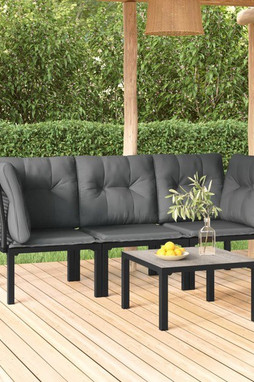 vidaXL 3187732 - Salon de jardin 4 pcs noir et gris résine tressée
