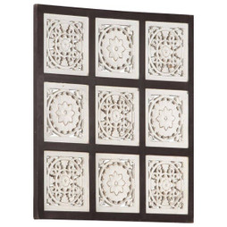 vidaXL 321654 - Panneau mural sculpté à la main MDF 60x60x1,5cm Marron et blanc