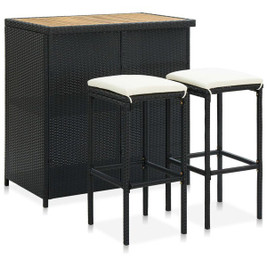 vidaXL 313473 - 3 Piece Bar Set Poly Rattan