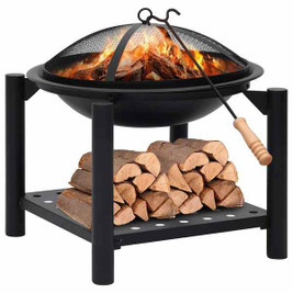 vidaXL 313639 - Fire Pit with Poker 54x54x55 cm Steel