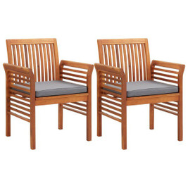 vidaXL 45970 - Garden Dining Chairs with Cushions 2 pcs Solid Acacia Wood