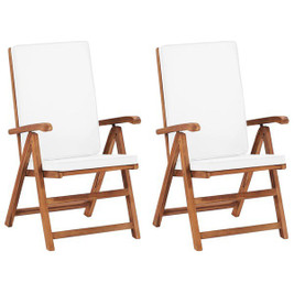 vidaXL 48983 - Reclining Garden Chairs with Cushions 2 pcs Solid Teak Wood