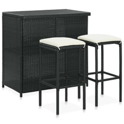 vidaXL 313471 - Ensemble de bar 3 pcs Résine tressée
