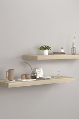 vidaXL 323878 - Floating Wall Shelves 2 pcs Oak 80x23.5x3.8 cm MDF