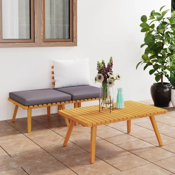 vidaXL 316265 - 3 Piece Garden Lounge Set with Cushions Solid Acacia Wood