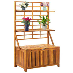 vidaXL 311881 - Boîte de rangement avec treillis 99x55x160cm Bois acacia solide