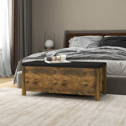 vidaXL 326776 - Boîte de rangement et coussin Chêne fumé 105x40x45 cm Aggloméré
