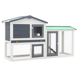 vidaXL 170840 - Clapier large dextérieur et blanc 145x45x84 cm Bois