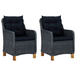 vidaXL 313316 - Chaises de jardin avec coussins lot de 2 Résine tressée