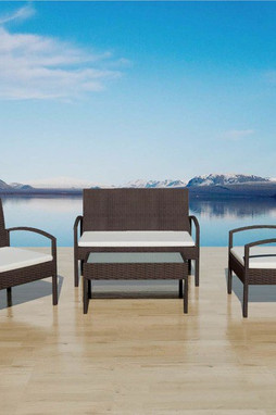 vidaXL 42672 - 4 Piece Garden Lounge Set with Cushions Poly Rattan