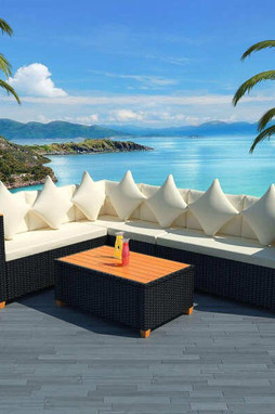 vidaXL 43000 - 4 Piece Garden Lounge Set with Cushions Poly Rattan
