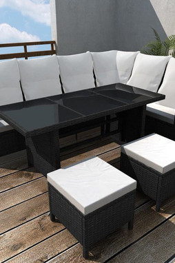 vidaXL 43096 - 4 Piece Garden Lounge Set with Cushions Poly Rattan