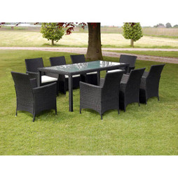 vidaXL 43118 - 9 Piece Outdoor Dining Set with Cushions Poly Rattan