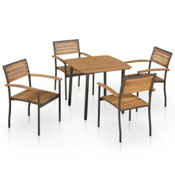 vidaXL 44230 - 5 Piece Outdoor Dining Set Solid Acacia Wood and Steel