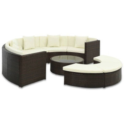 vidaXL 44613 - 7 Piece Garden Lounge Set with Cushions Poly Rattan