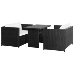 vidaXL 43913 - 3 Piece Garden Lounge Set with Cushions Poly Rattan