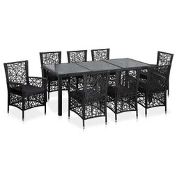 vidaXL 44086 - 9 Piece Outdoor Dining Set Poly Rattan