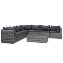 vidaXL 44157 - 8 Piece Garden Lounge Set with Cushions Poly Rattan