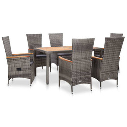 vidaXL 46043 - 7 Piece Outdoor Dining Set with Cushions Poly Rattan