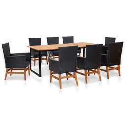 vidaXL 46008 - 9 Piece Outdoor Dining Set Poly Rattan and Acacia Wood