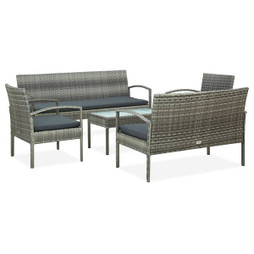 vidaXL 45790 - 5 Piece Garden Lounge Set with Cushions Poly Rattan