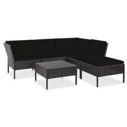 vidaXL 48941 - 6 Piece Garden Lounge Set with Cushions Poly Rattan