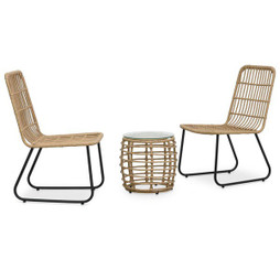 vidaXL 48583 - 3 Piece Bistro Set Poly Rattan Oak
