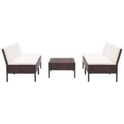 vidaXL 48943 - 5 Piece Garden Sofa Set with Cushions Poly Rattan