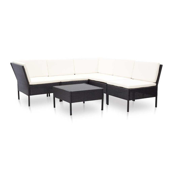 vidaXL 48948 - 6 Piece Garden Lounge Set with Cushions Poly Rattan