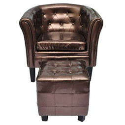vidaXL 60707 - Fauteuil avec repose-pied Marron Similicuir