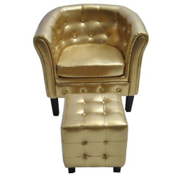 vidaXL 60713 - Chaise cabriolet avec repose-pied doré similicuir