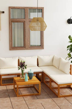 vidaXL 3057654 - Salon de jardin 6 pcs avec coussin Bois dacacia solide