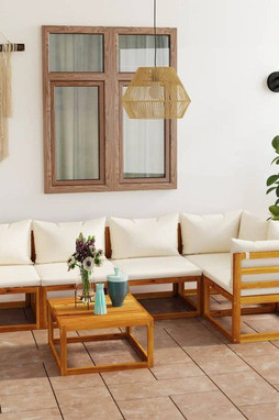vidaXL 3057656 - Salon de jardin 6 pcs avec coussin Bois dacacia solide