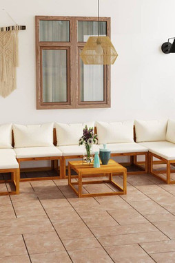vidaXL 3057661 - Salon de jardin 8 pcs avec coussin Bois dacacia solide