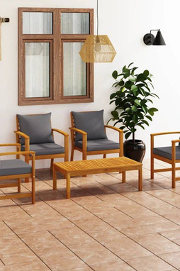 vidaXL 3057791 - Salon de jardin 5 pcs avec coussin Bois dacacia solide