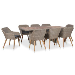 vidaXL 3057815 - Salon de jardin avec coussins 9 pcs Résine tressée